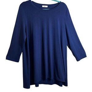 Mountain Mamas navy blue swing tunic soft and stretchy  bracelet sleeve Lg/XL